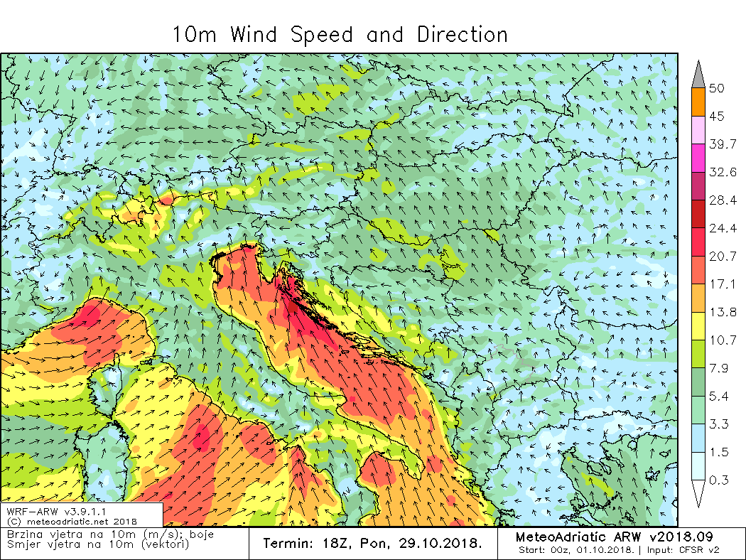 Klimatska reanaliza, listopad 2018.