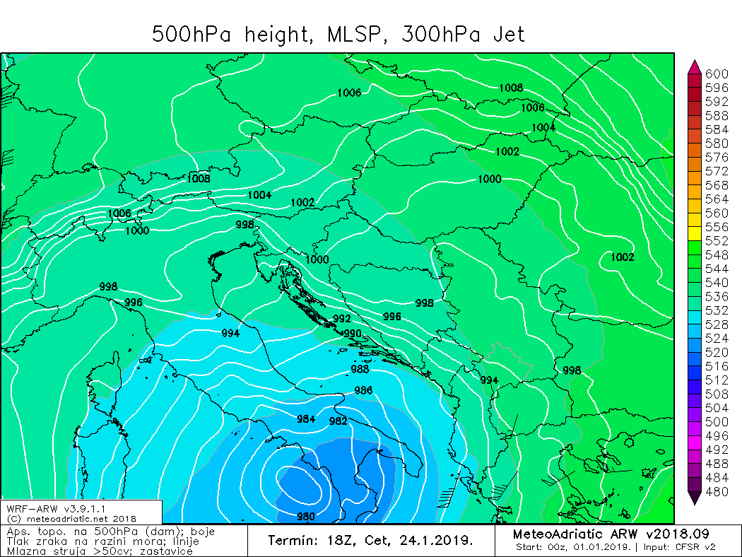 Klimatska reanaliza, siječanj 2019.