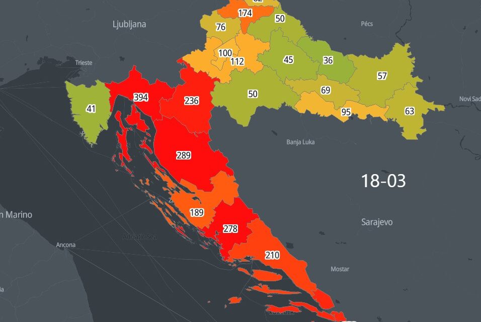 Moguća veza incidencije virusa covida i relativne vlažnosti u regiji tijekom zadnjih mjesec dana