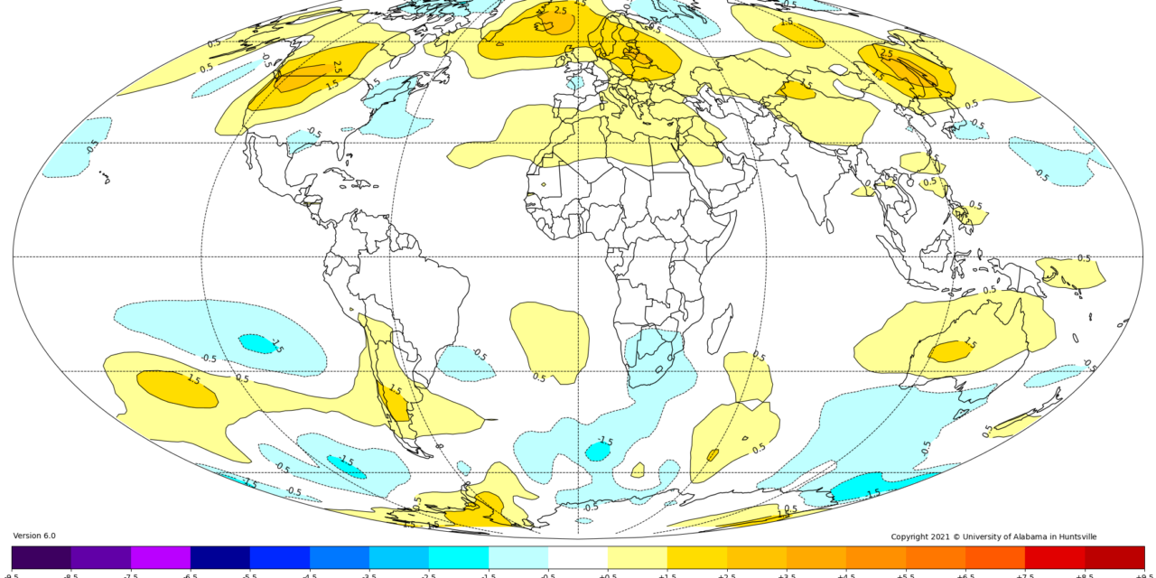 Globalna anomalija temperature (UAH, LT) za srpanj 2021: +0,20°C